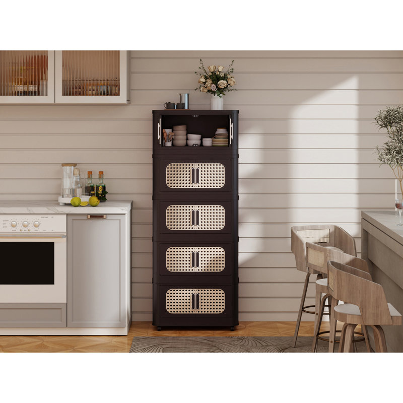 Armoire de rangement latérale large et pliante, Brun
