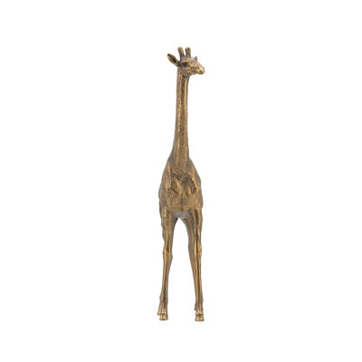 Copper Finish Polyresin Giraffe Figurine - Modern Animal Statue Décor