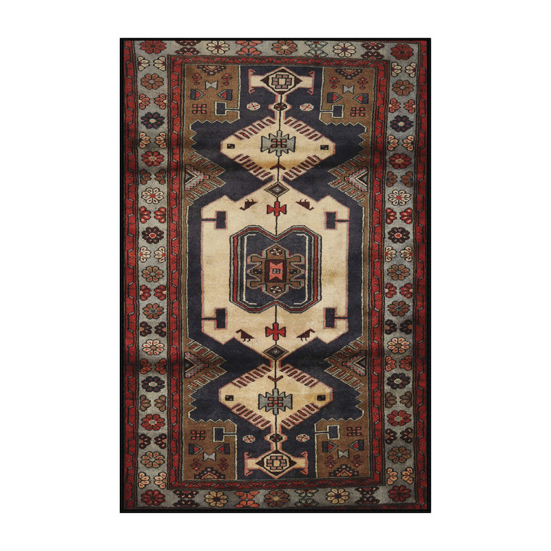 Tapis brun et beige de style Sud-Ouest, Rectangle 6 pi x 9 pi