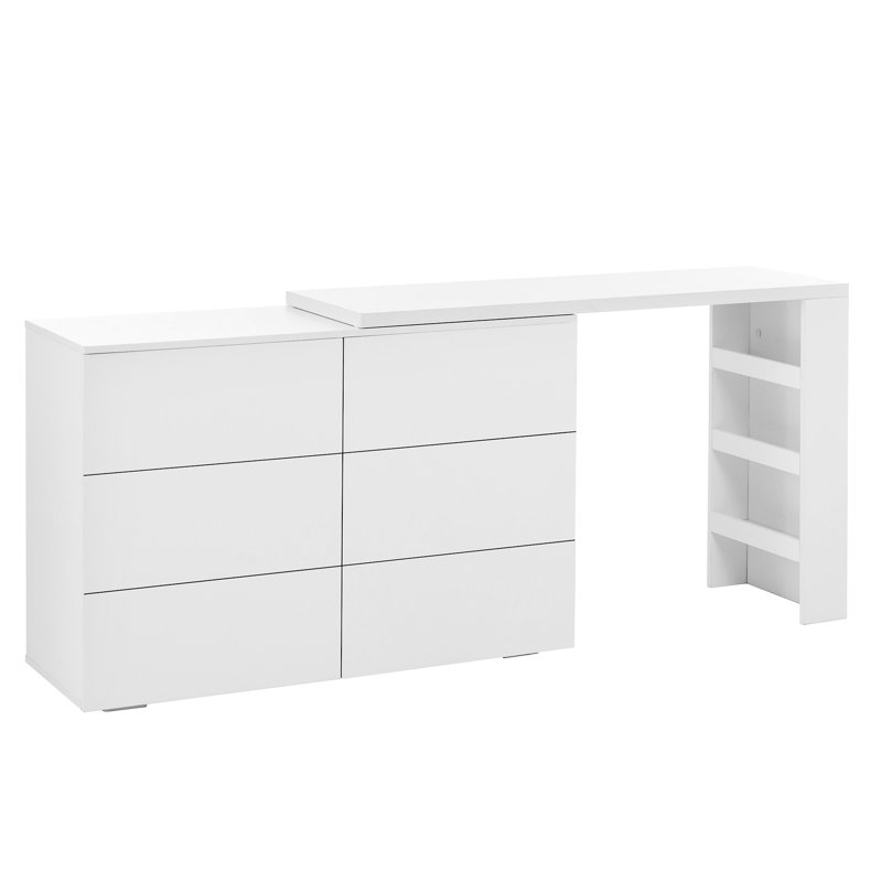 Commode 6 tiroirs avec bureau en L