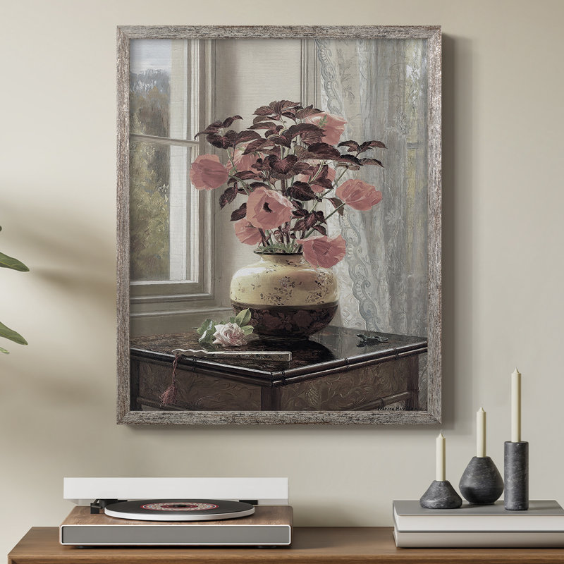 Impression florale vintage encadrée XCIX - bois massif, H 15 po x l 12 po