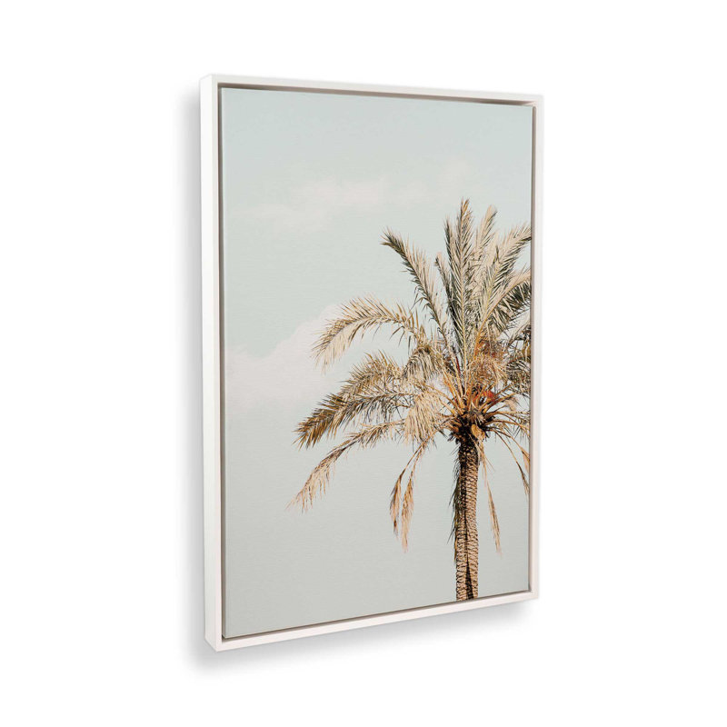 Impression sur toile Golden Palm View, H 18,75 po x l 12,75 po x P 1,75 po, Cadre flottant blanc opaque