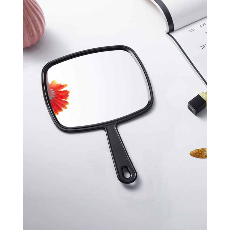 Miroir à main avec poignée, taille moyenne, paquet de 3, miroir en verre à une face pour le rasage, le maquillage et le toilettage, conception classique