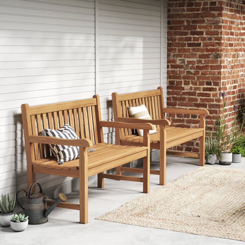 Banc de patio extérieur en teck de 48 pouces de qualité A (ensemble de 2)