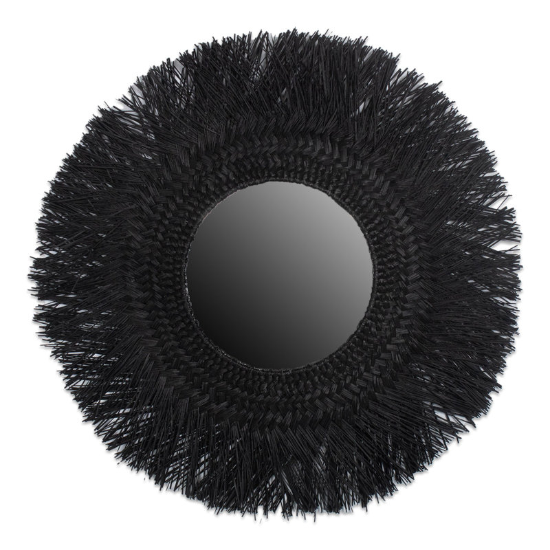 Miroir tressé en ruppie maritime, Noir