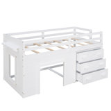 Twin Size Loft Bed with Cabinet and Shelf
