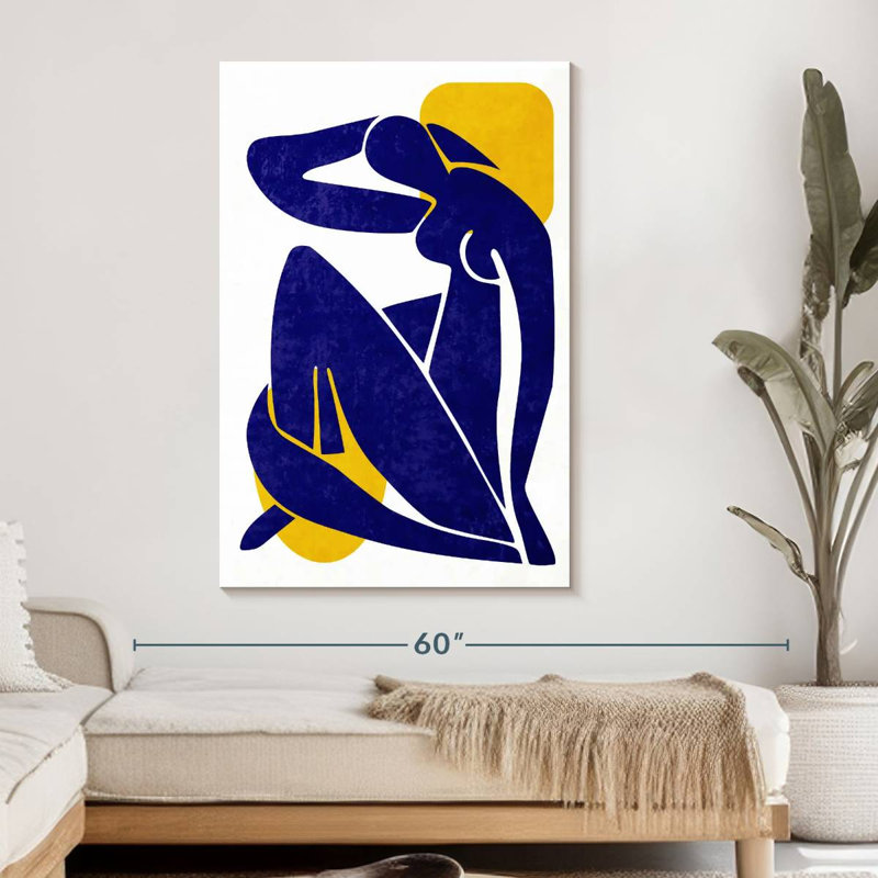 Silhouette de femme abstraite sur toile, H 48 po x l 32 po x P 1,25 po