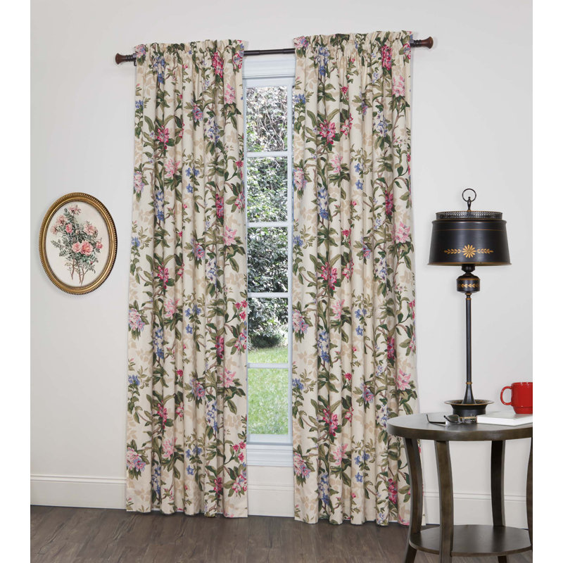 Hillhouse Circa Traditional Cotton Floral Rod Pocket Panels, 100" W x 84" L