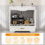 Meuble-lavabo sur pied 36 po avec 2 portes et 1 tiroir, poignée en métal, blanc-295106677-295106676
