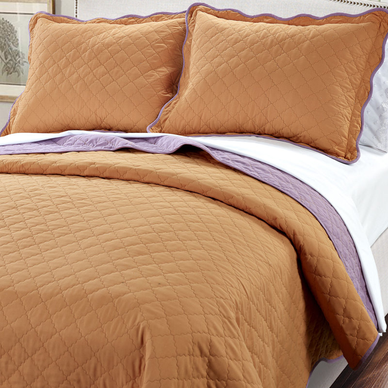 Modern & Contemporary Polyester Quilt, Burnt Orange / Purple, King