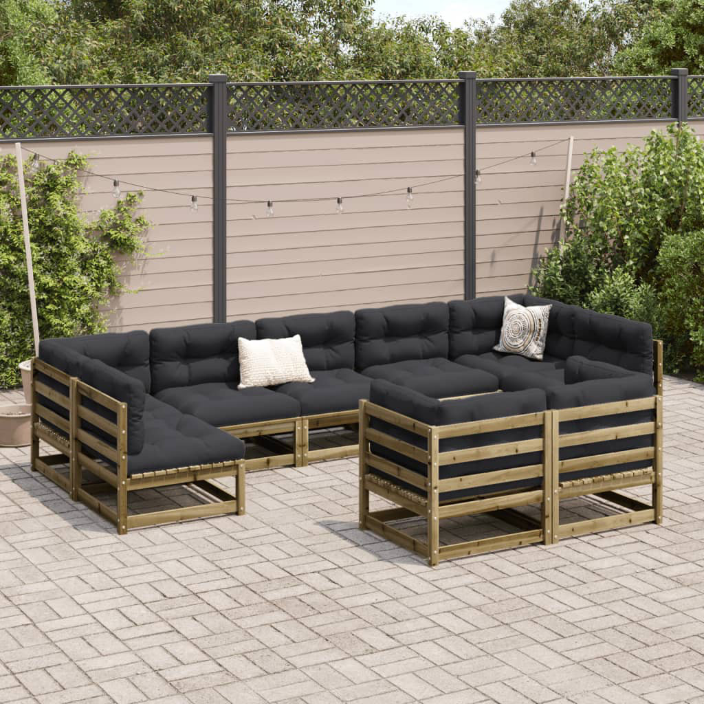 Vidaxl 9-Tlg. Garten-Lounge-Set mit Auflagen Massivholz