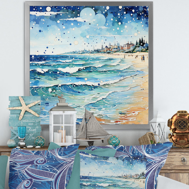 Photo de plage Sandy Serenade IV, Cadre simple argenté, H 24 po x l 24 po x P 1 po