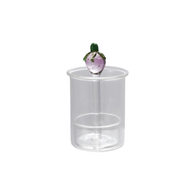 Porte-cure-dents en verre avec motif fraise