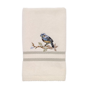 Linum Home Textiles Bee Dance - Embroidered Luxury 100% Turkish Cotton Hand Towels (Set of 2) Sand