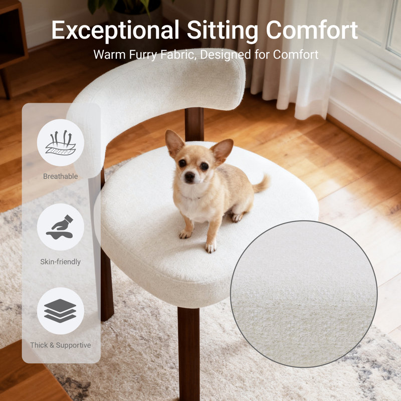 48.5cm H Upholstered Upholstered Back Side Chair, Beige Fabric