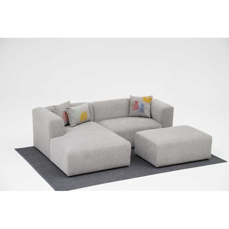 Canapé modulaire 49,518 po Tinnelle, Accoudoir à gauche (vu de face), 100 % polyester crème