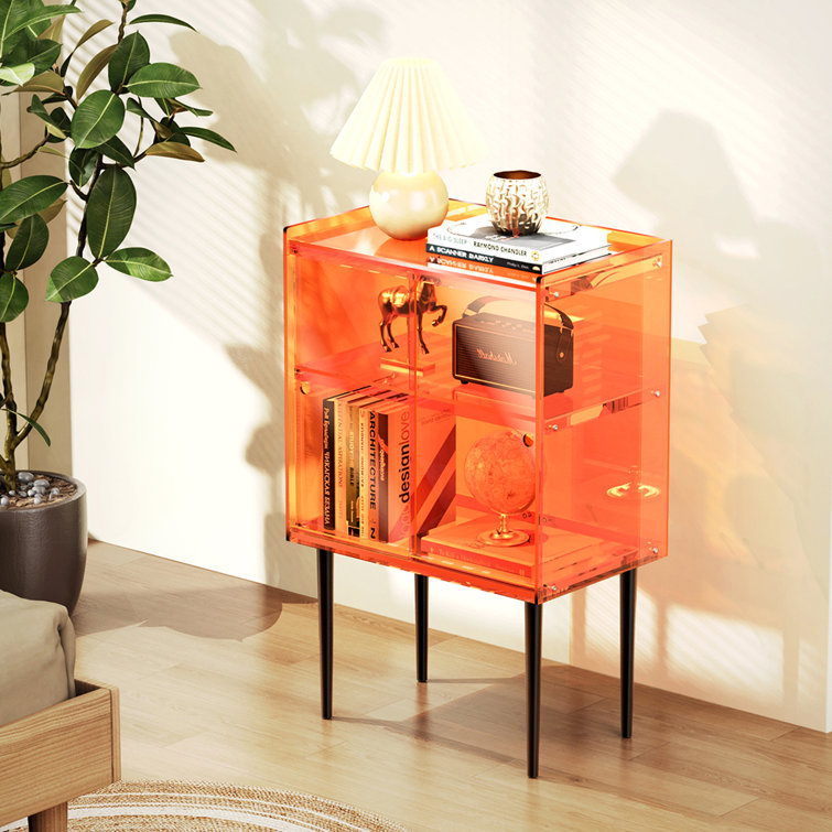 Latitude Run® Mamadi Acrylic Accent Cabinet with Sliding Door ...