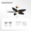 Ventilateur de plafond 5 pales 52 "à intensité variable avec lumières DEL et télécommande