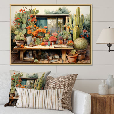 «Mexico Cactus Oasis Impasto III», reproduction d'art sur toile