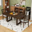 Ensemble de table de salle à manger extensible 5 pièces avec rallonge de 18 po, table rectangulaire et 4 chaises rembourrées Farmhouse-280041870