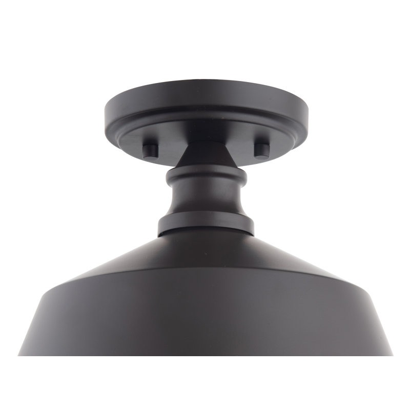 Barnston 1-Light Semi Flush Mount Ceiling Light, Dark Brown