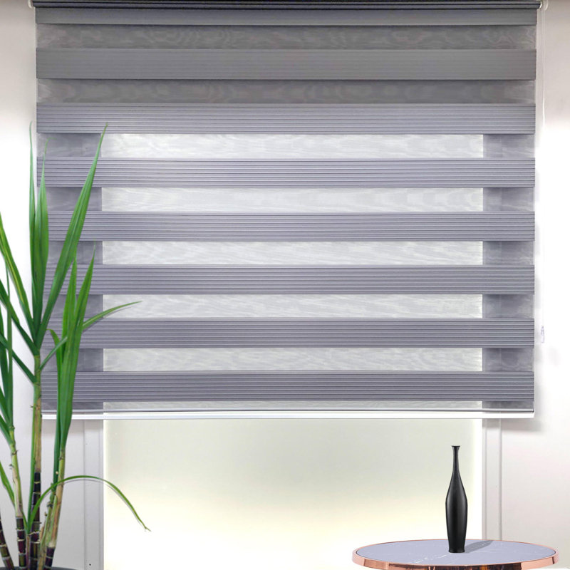 Store à enroulement semi-transparent jour et nuit, Gris, L 71 po x L 102 po