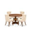 Ensemble de table de salle à manger 5 pièces en lin avec 4 chaises de salle à manger beige clair, des dossiers capitonnés et une table de cuisine ronde de 54 po au fini noyer antique.-1074924227-1074924250