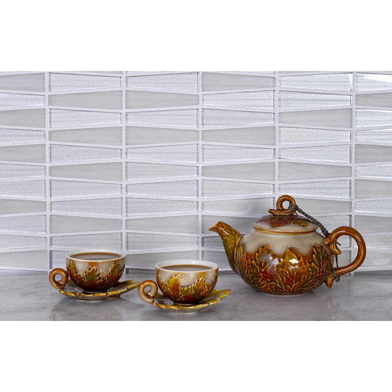 1" x 3" Glass Brick Joint Mosaic Wall and Floor Tile, White