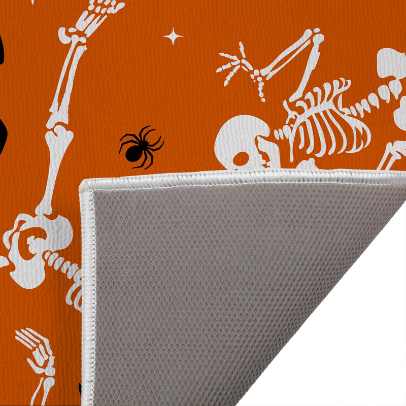 Tapis d'extérieur Skeleton Boogie, L 21 po x L 34 po, Orange