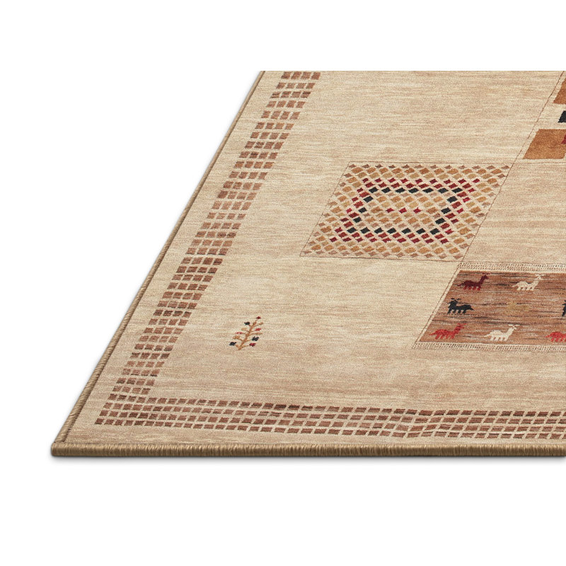 Tapis contemporain brun / beige, Rectangle 7 pi x 10 pi