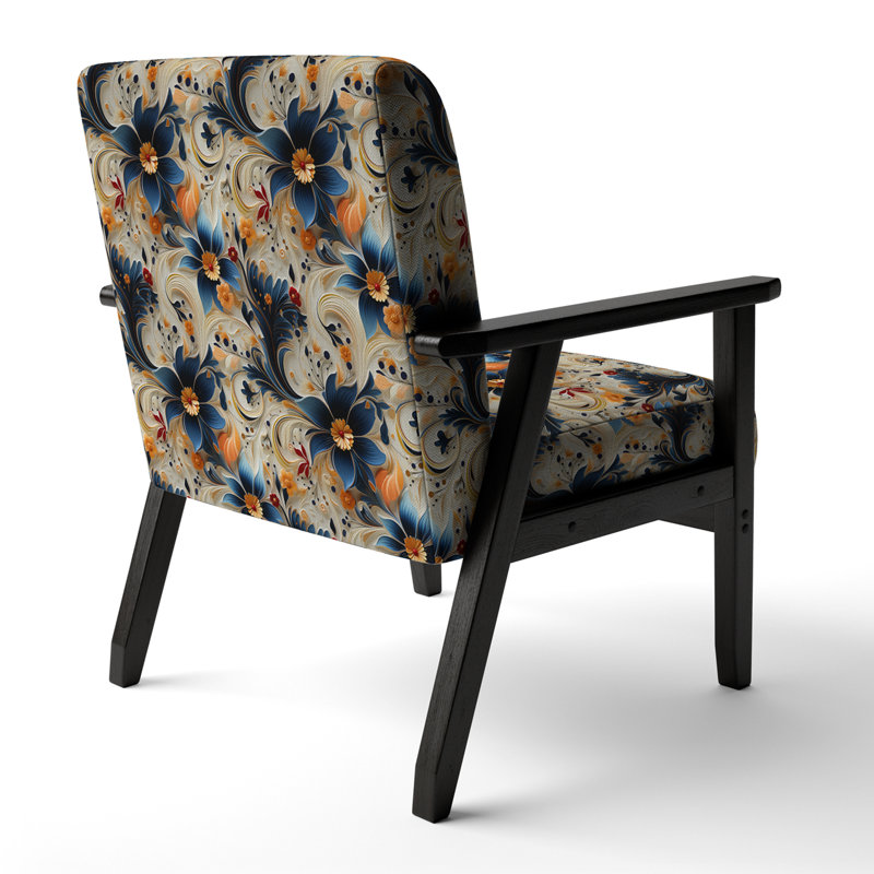 Chaise romantique avec accoudoirs rembourrés Cottage romantique bleu et crème