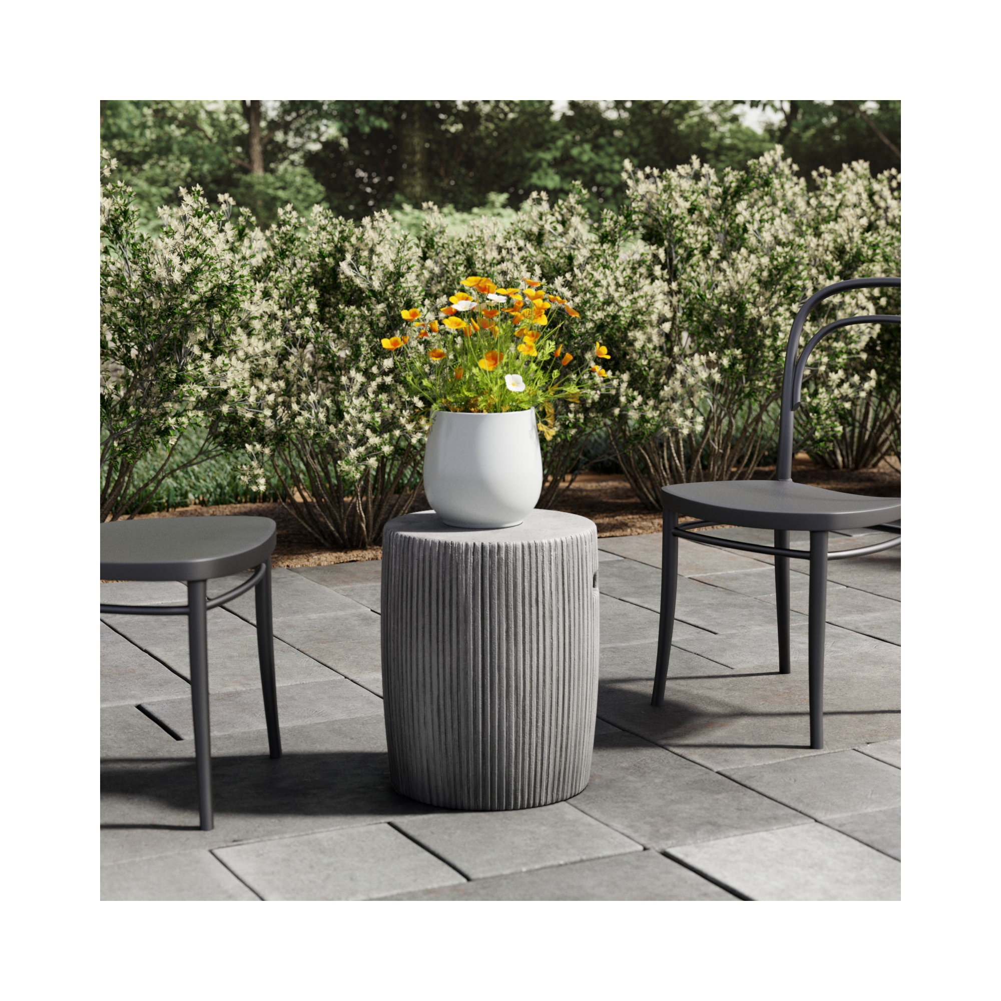 Lionel Round Outdoor Side Table, Gray