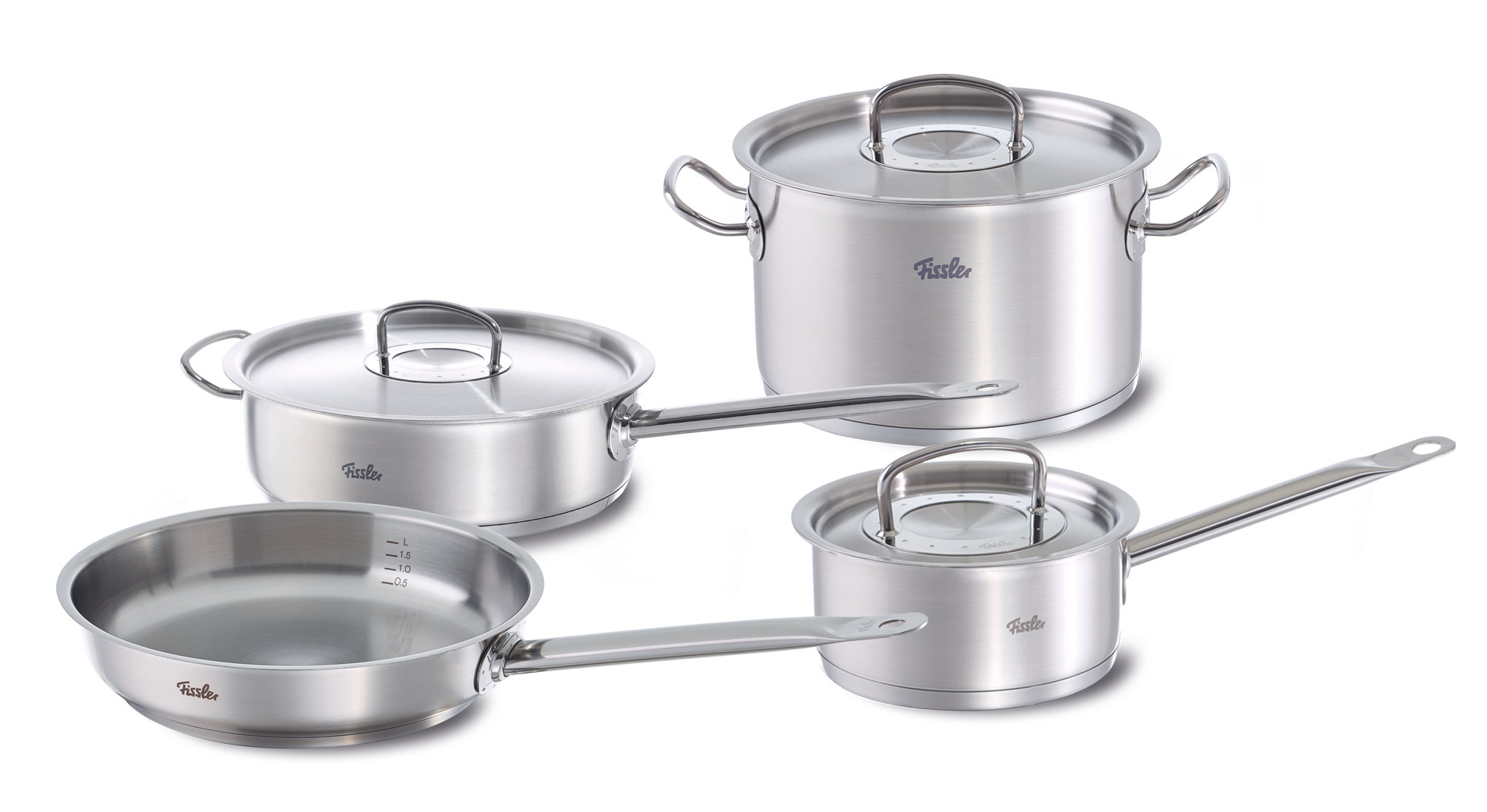 Fissler 8 pc Cookware Stainless Set Profi Stock Pot Frying Pan Cook Star  Base