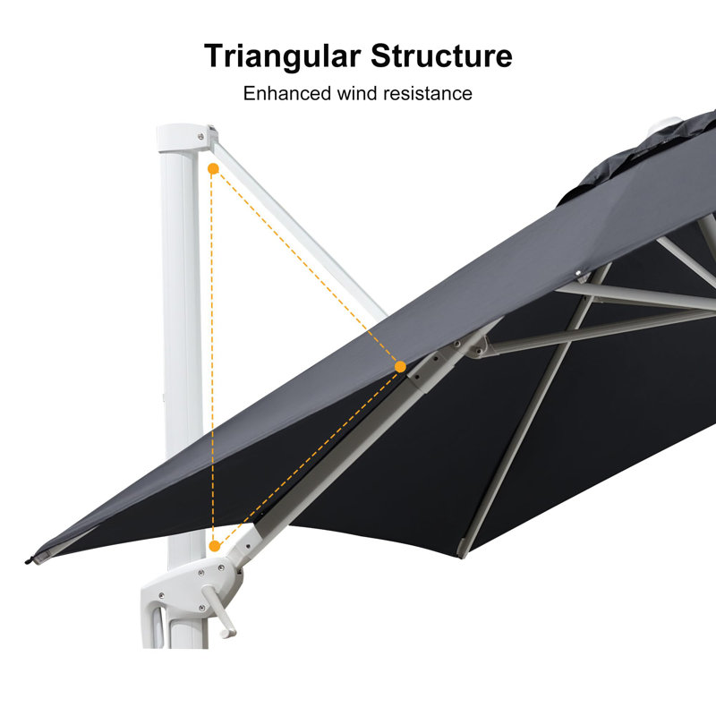 396.2cm X 304.8cm Rectangular Cantilever Parasol, Grey