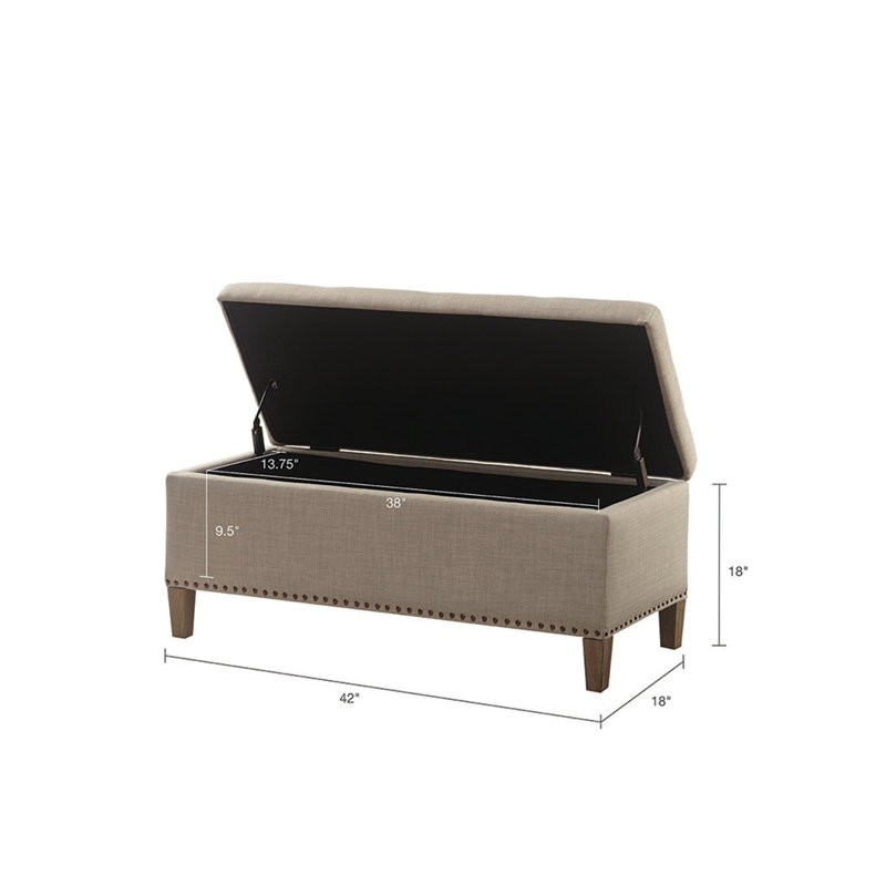 Tufted Top Soft Close Storage Bench, Light Gray