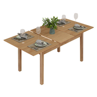 Extendable Dining Table With Large Tabletop, Kitchen Wood Desk With 4-8 Seats, Space Saving, Wood