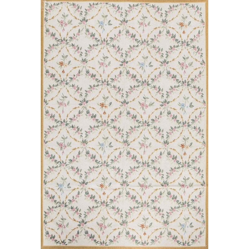 Tapis gris et beige noué à la main de haute qualité