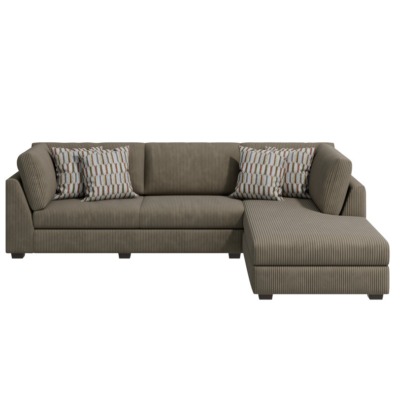 Amiela Upholstered L-Shaped Sectional Right Hand Facing, Brown