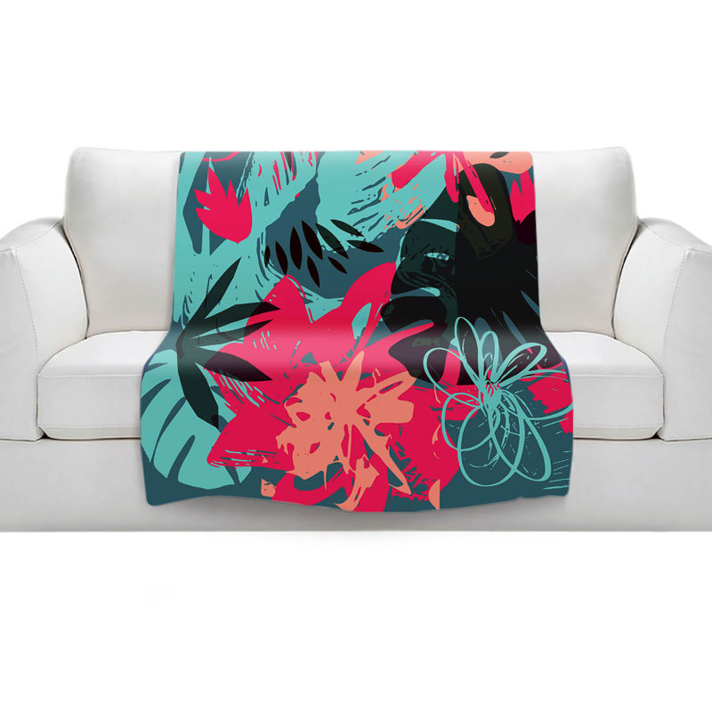 Couverture sherpae 4 doux à fleurs graffitis, l 51 po x L 60 po