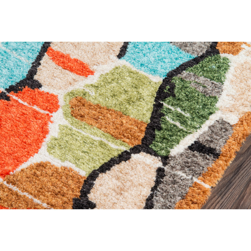 Multicolor Geometric Tufted Synthetic 5' x 7' Area Rug