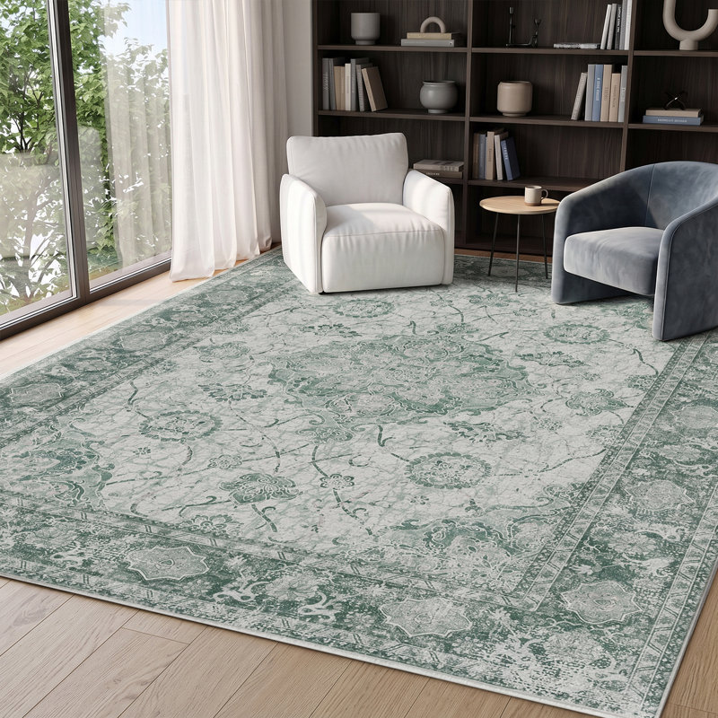 Abstract Machine Printed Area Rug, Faded Persian, 160 x 230 cm