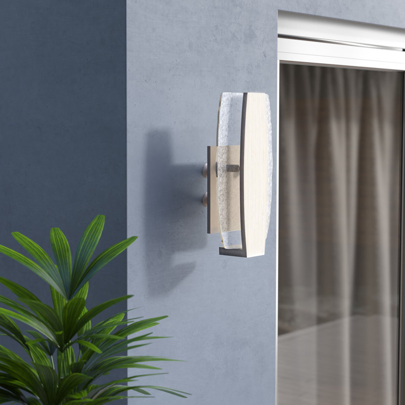 Applique à bras extérieur à del Dejohn, Acier inoxydable, H 11 po x l 6 po x P 2,5 po