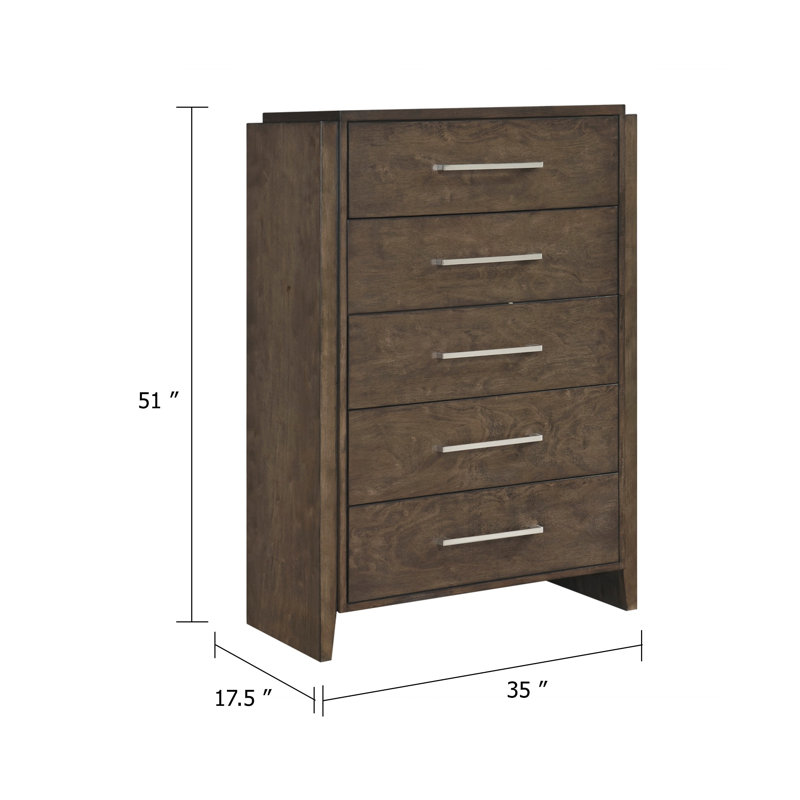 Adaire 35" W 5-Drawer Solid Wood Chest