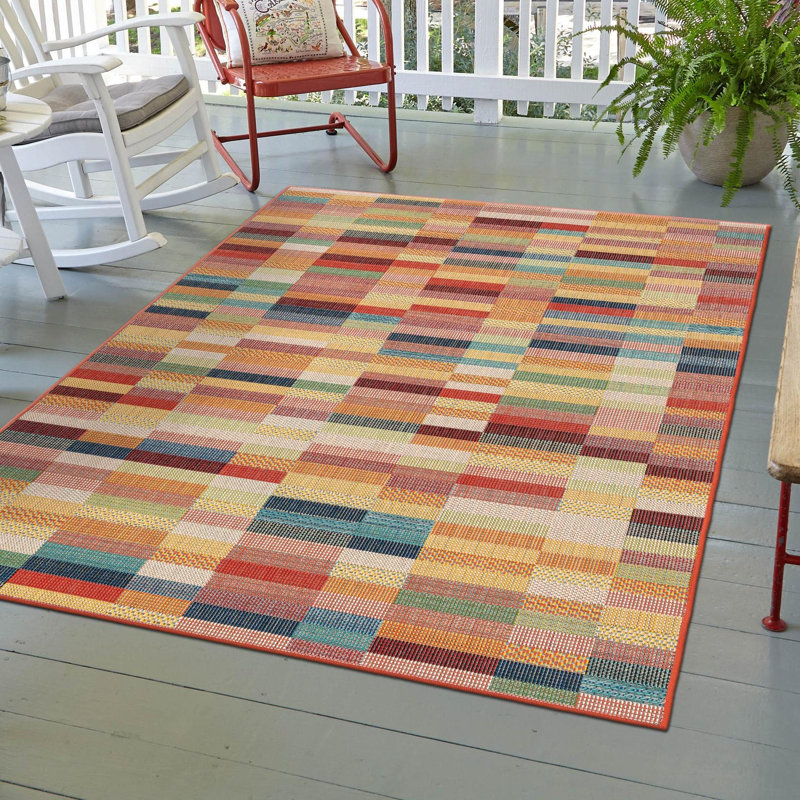 Striped Indoor / Outdoor Rug, Rectangle 6'1" x 9'