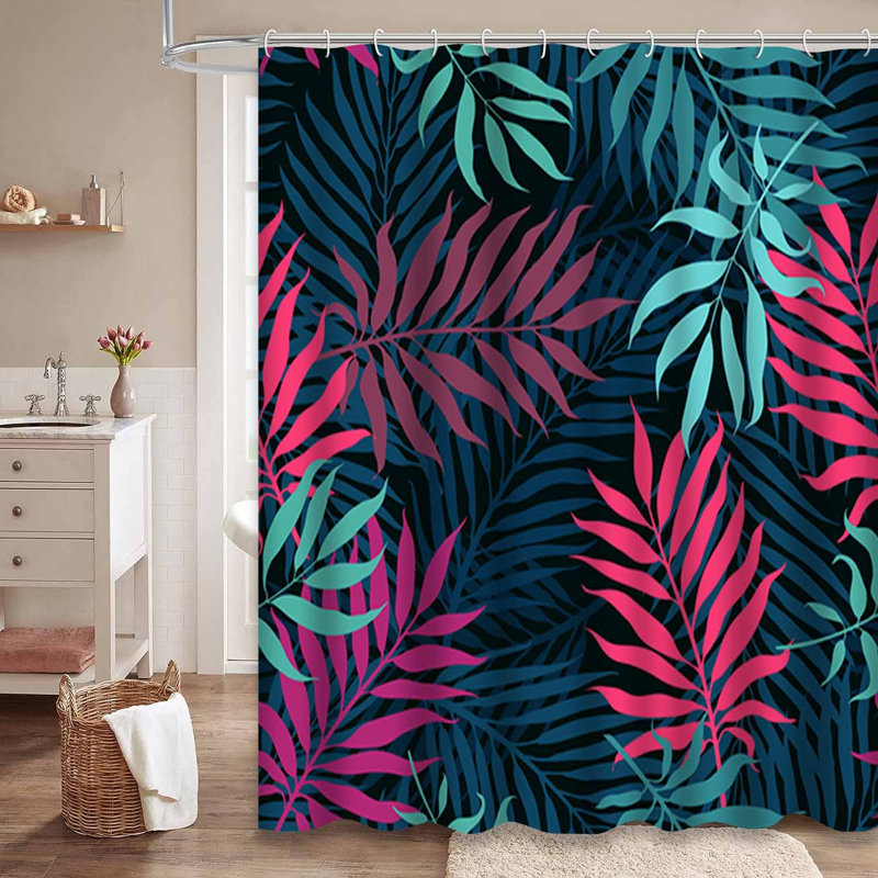 Rideau de douche imperméable à motif de palmier tropical avec 12 crochets, L 72 po x l 72 po