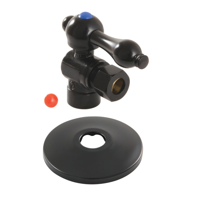 Comp Quarter-Turn Angle Stop Valve, Noir mat