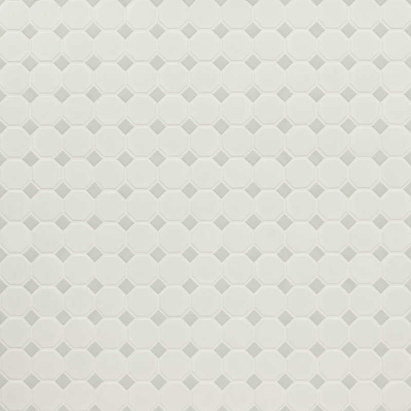 Silica White Octagon 12 in. x 12 in. Matte Porcelain Mosaic Floor and Wall Tile