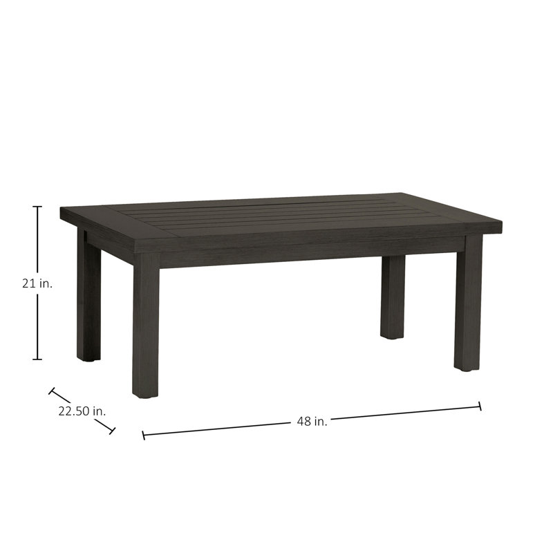 Club Aluminum Outdoor Coffee Table, Slate Gray