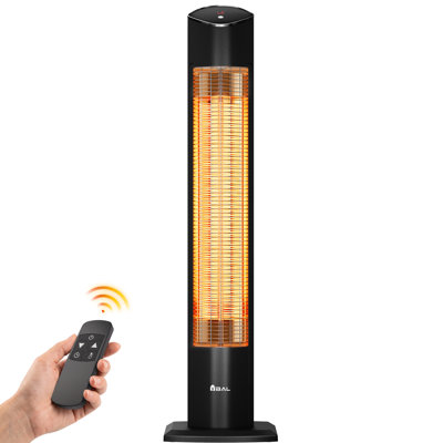 Vbal 1500W Freestanding Electric Patio Heater with Remote Control, 2 Heat Settings, 24-Hour Timer, 8kg Weighted Base, Tip-Over Protection, ETL Listed