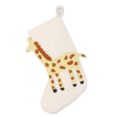 Giraffe Holiday Wool Felt Stocking